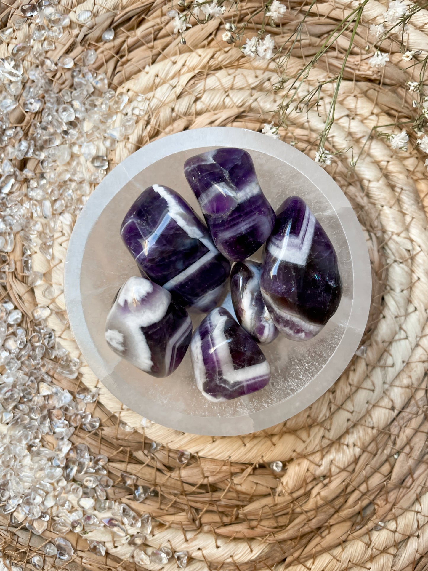 Chevron Amethyst Trommelstein