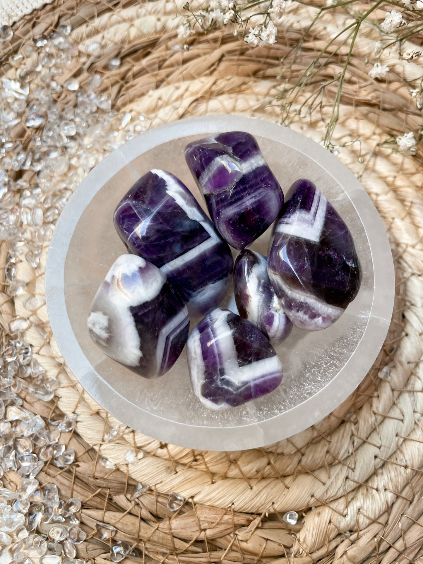 Chevron Amethyst Trommelstein