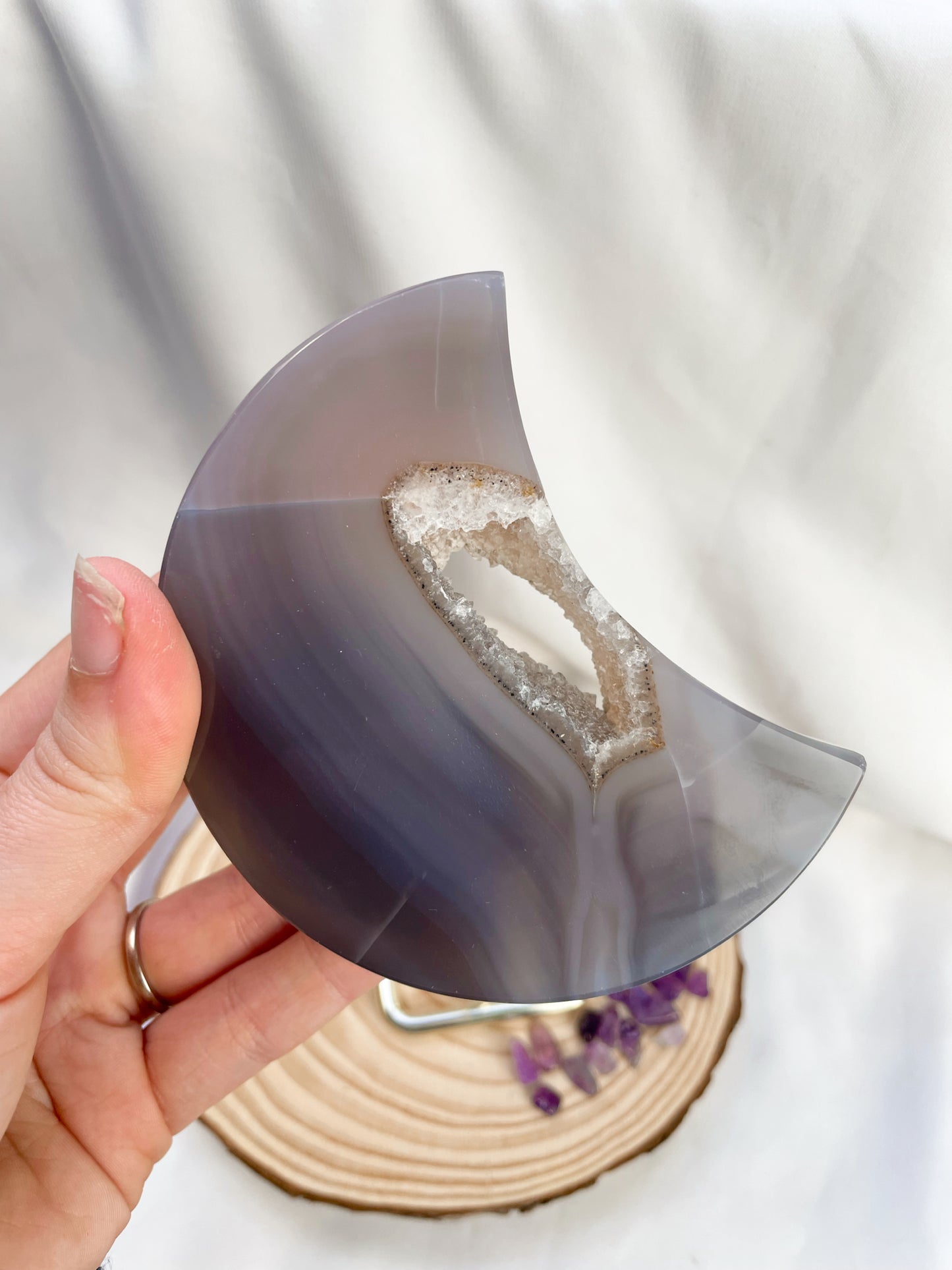 Druzy Achat Mond auf Ständer Nr. 2