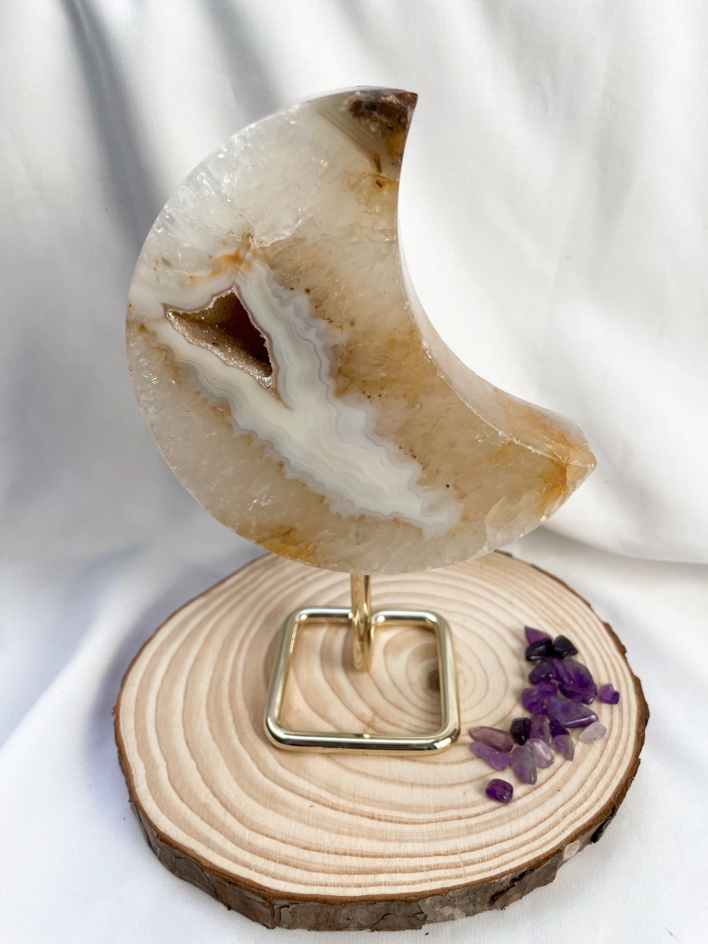 Druzy Achat Mond auf Ständer Nr. 5