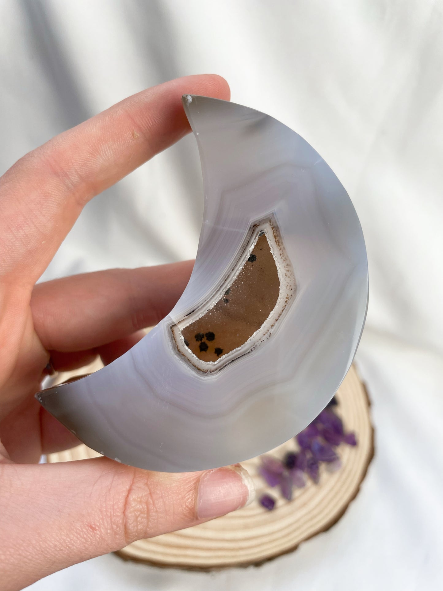 Druzy Achat Mond auf Ständer Nr. 8