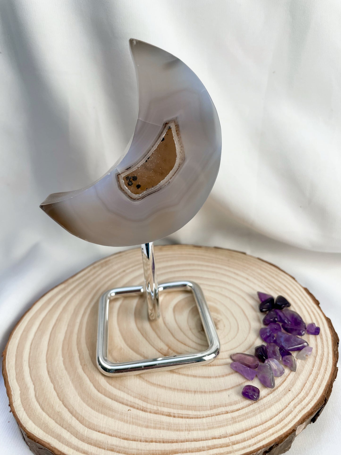 Druzy Achat Mond auf Ständer Nr. 8