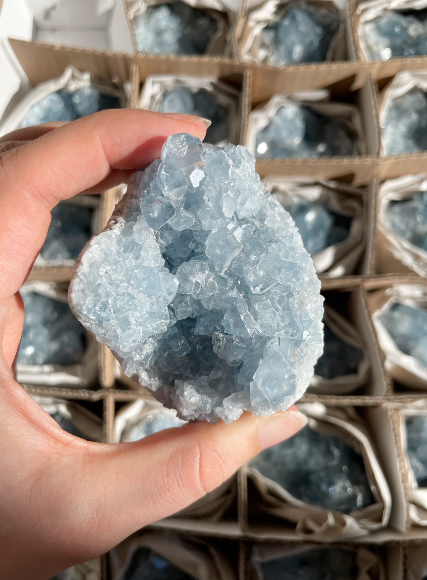 Coelestin Stufen aus Madagaskar, A-Qualität - auswählbar