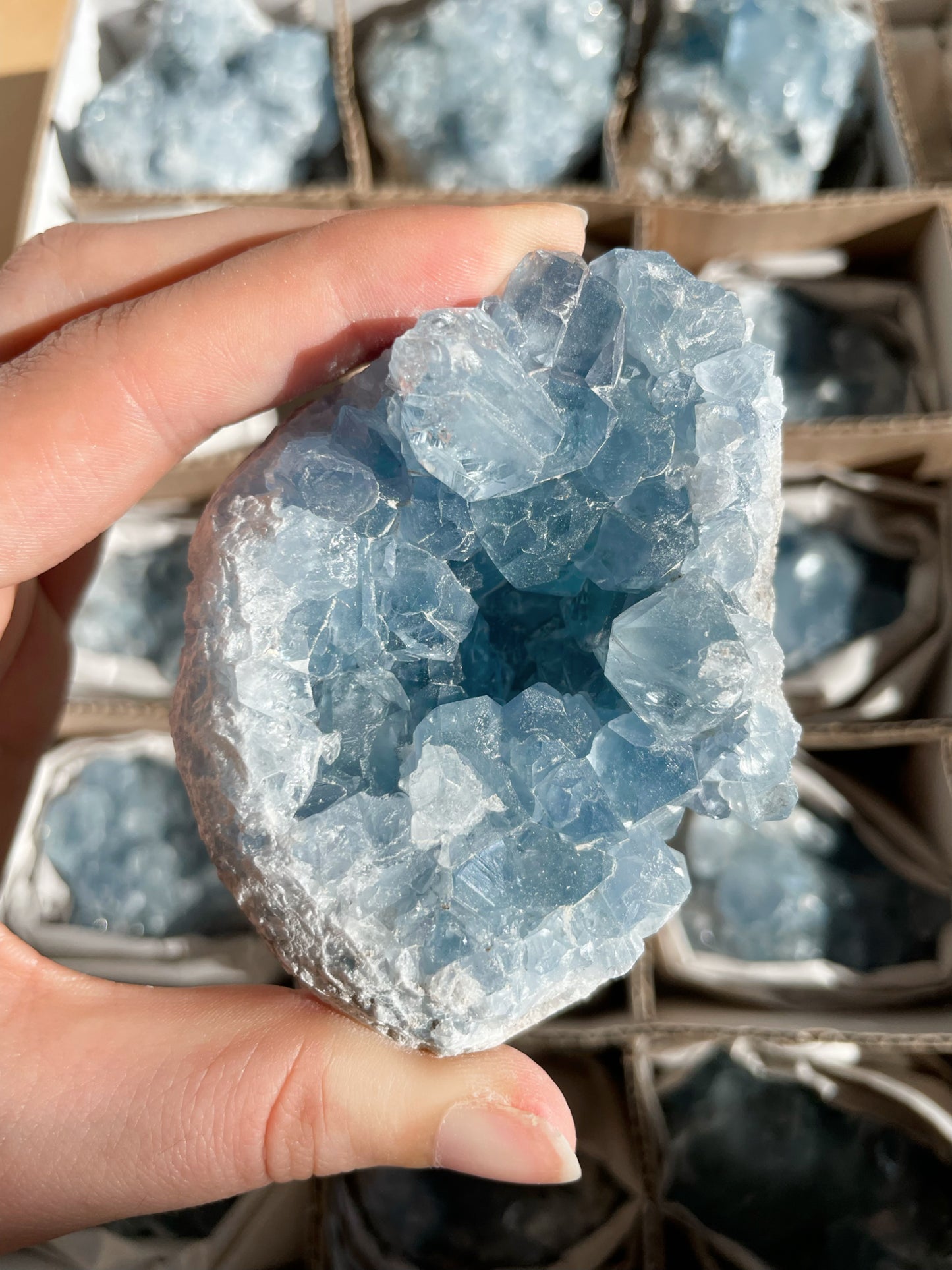 Coelestin Stufen aus Madagaskar, A-Qualität - auswählbar