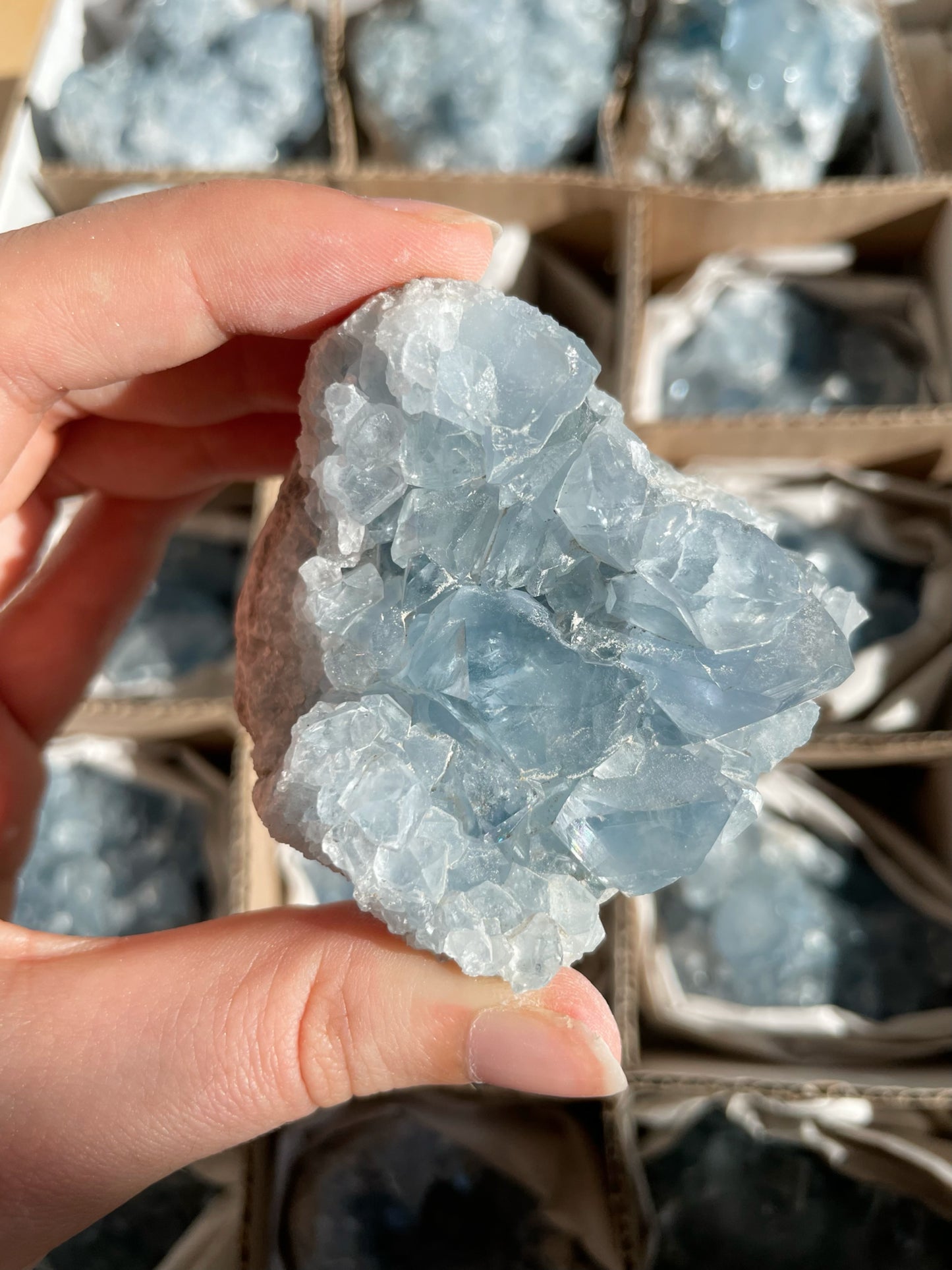 Coelestin Stufen aus Madagaskar, A-Qualität - auswählbar