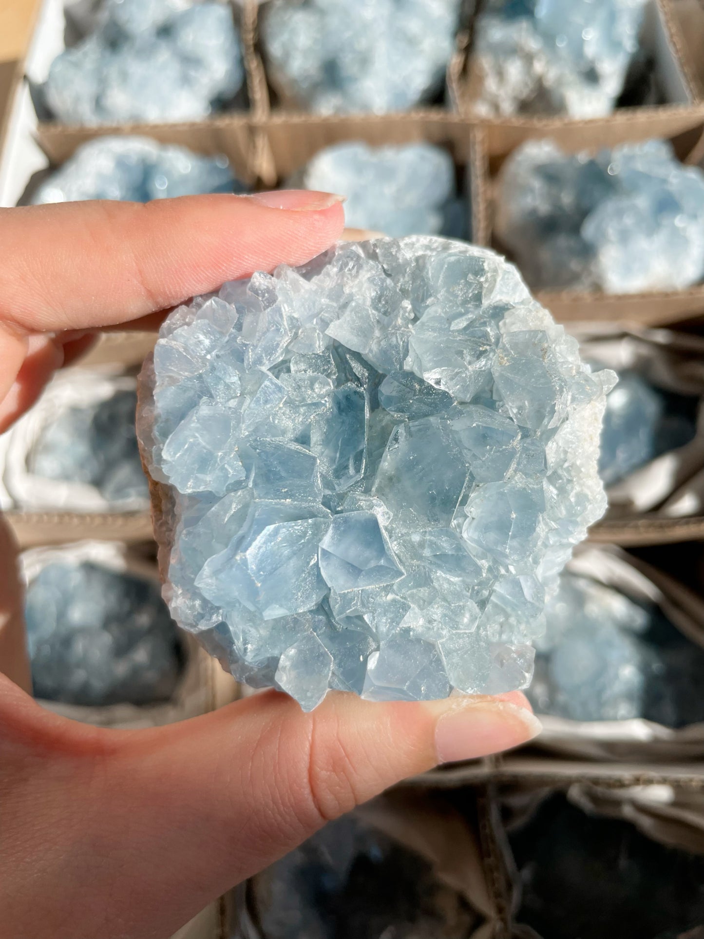 Coelestin Stufen aus Madagaskar, A-Qualität - auswählbar