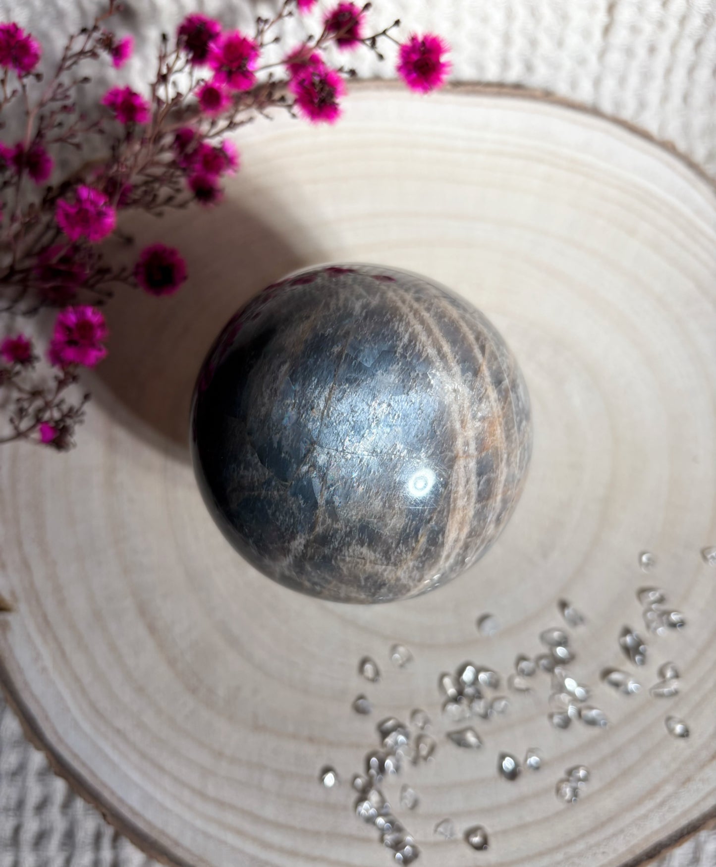 Schwarze Mondstein x Sonnenstein Kugel