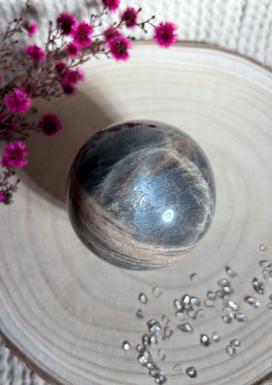 Schwarze Mondstein x Sonnenstein Kugel