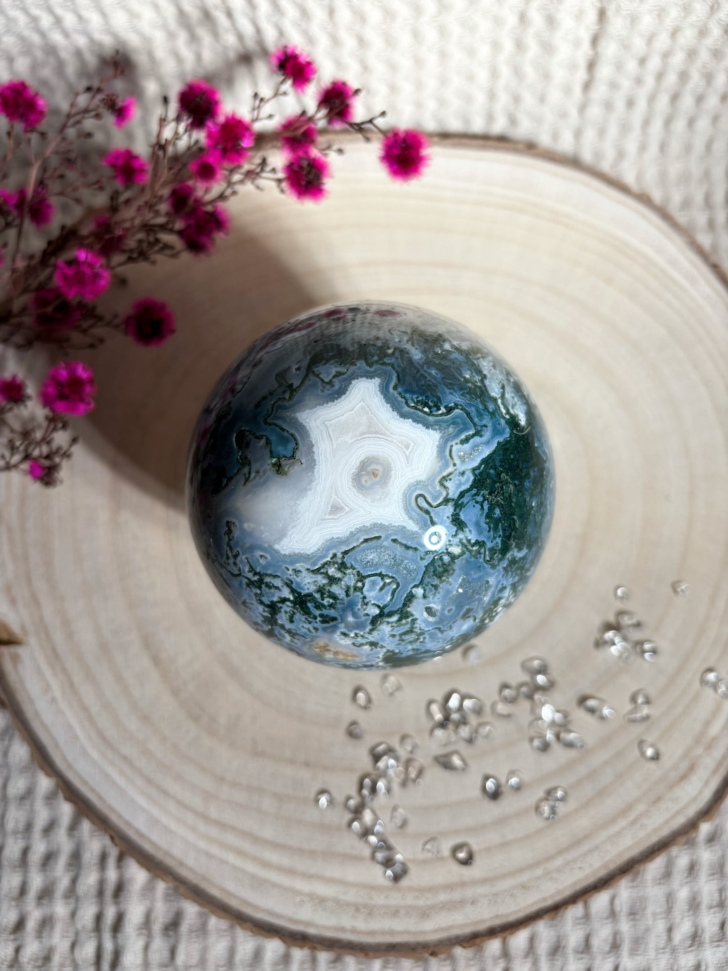 Druzy Moosachat Kugel Nr. 1