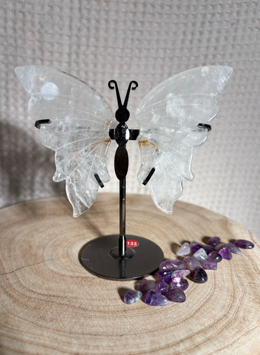 Bergkristall Schmetterling mit Einschlüssen 🦋