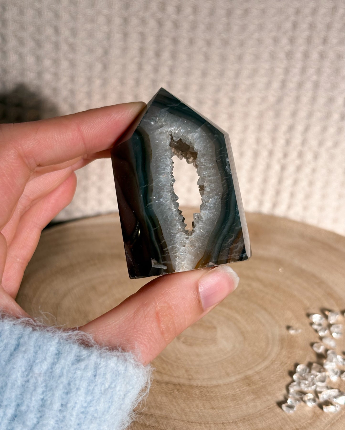 Druzy Achat Spitze D19