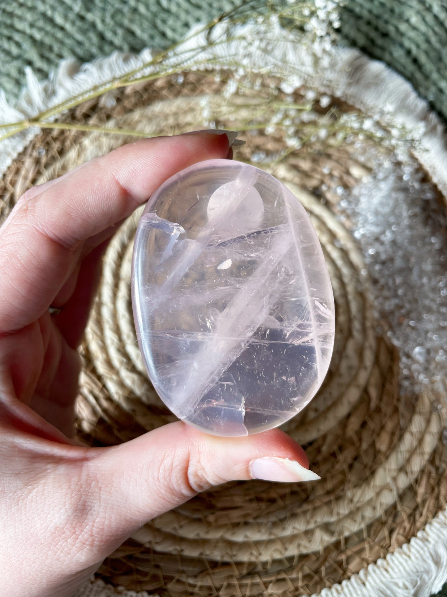 Transparente Rosenquarz Scheibe