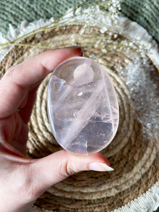 Transparente Rosenquarz Scheibe