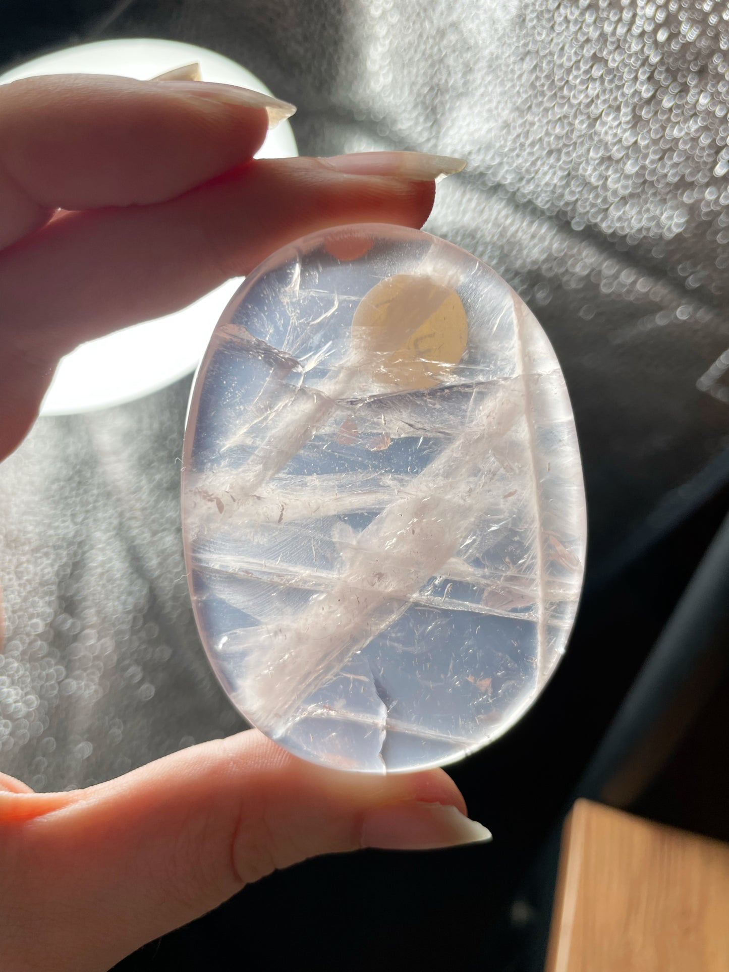 Transparente Rosenquarz Scheibe