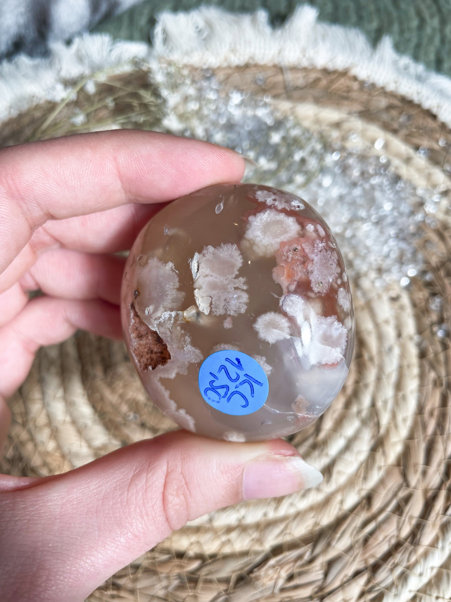 Blumenachat Handstein mit Drusen