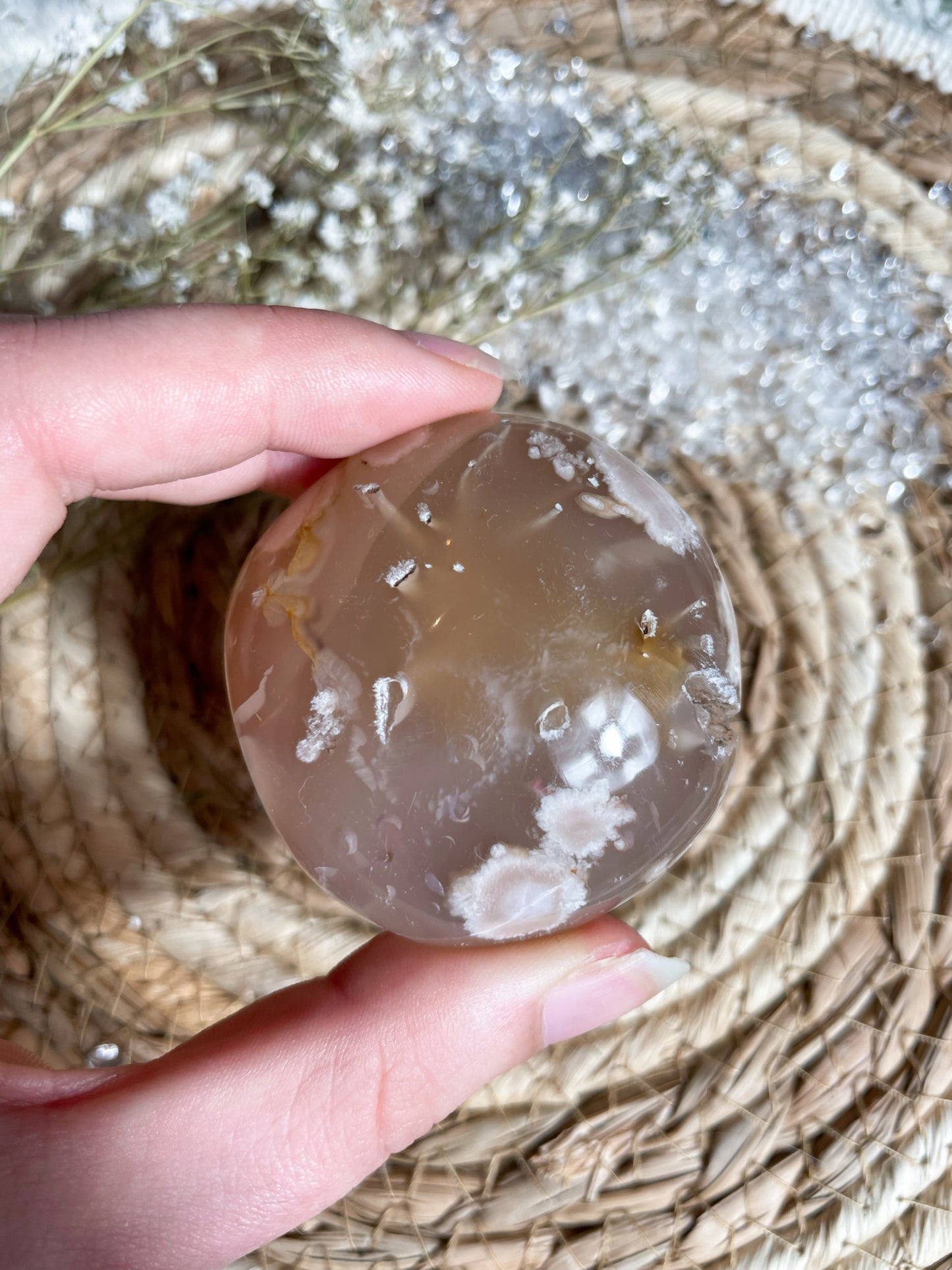 Blumenachat Handstein mit Drusen