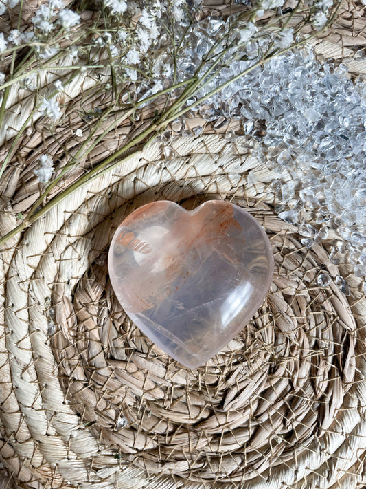 Feuerquarz x Rosenquarz Herz - transparent
