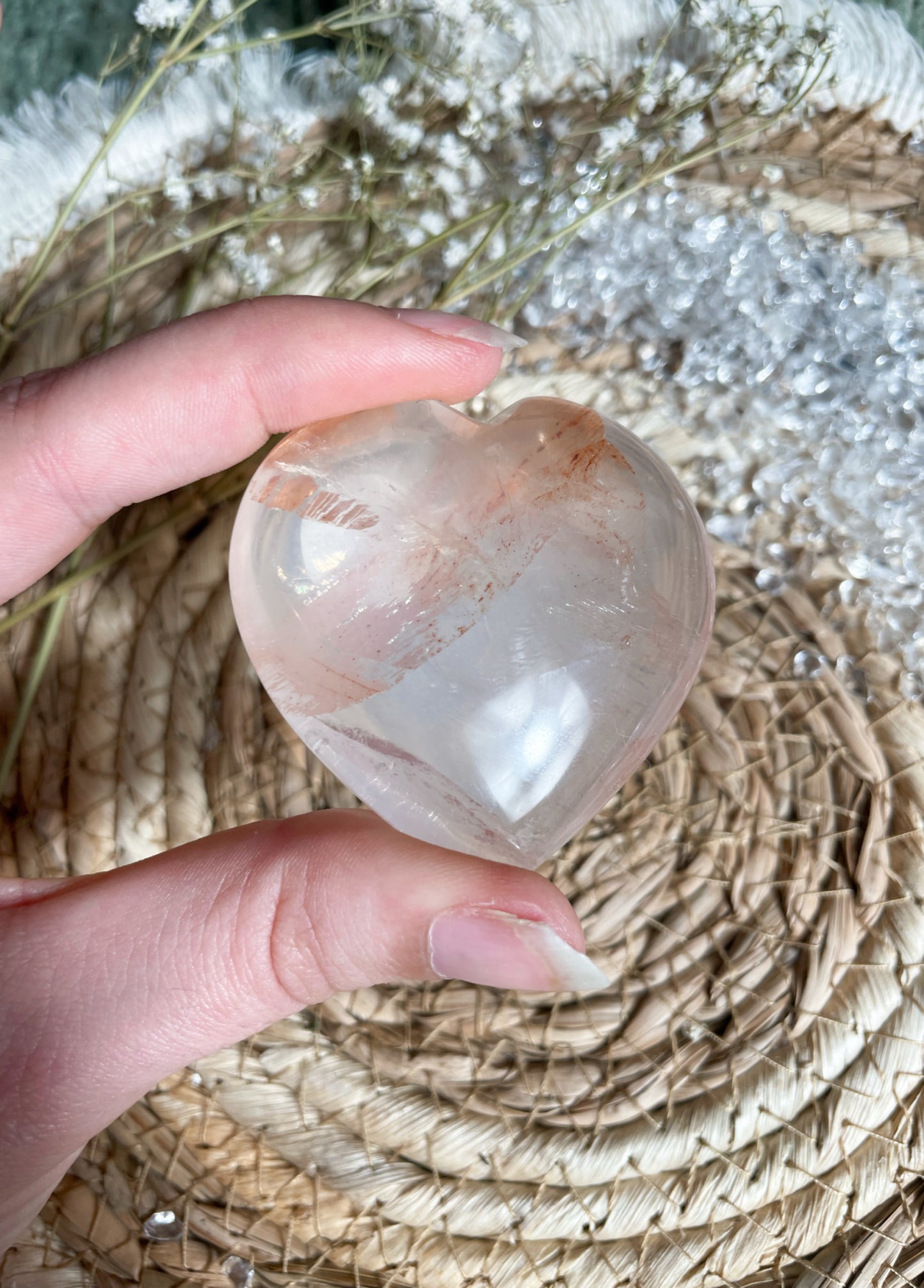 Feuerquarz x Rosenquarz Herz - transparent