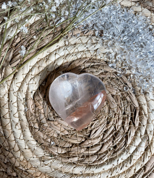 Feuerquarz x Rosenquarz Herz - transparent