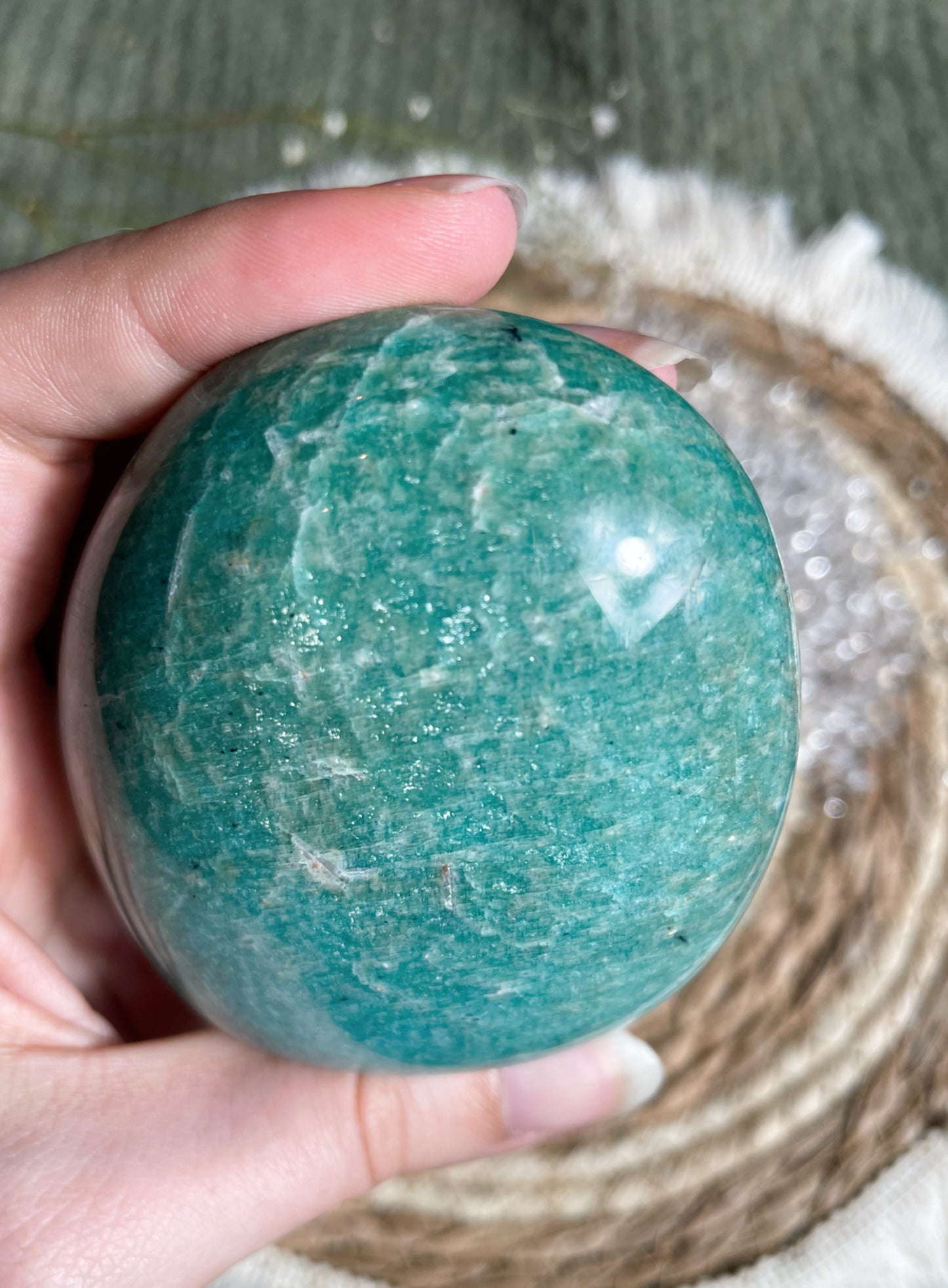 Amazonit Freiform mit Flash