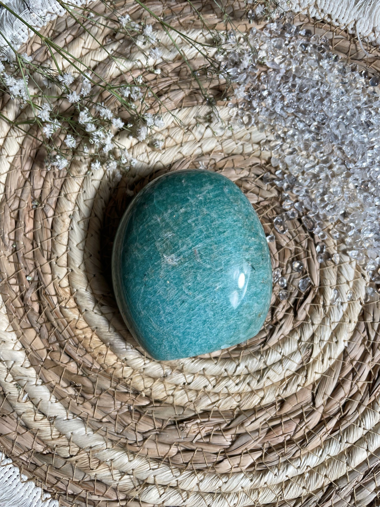 Amazonit Freiform mit Flash