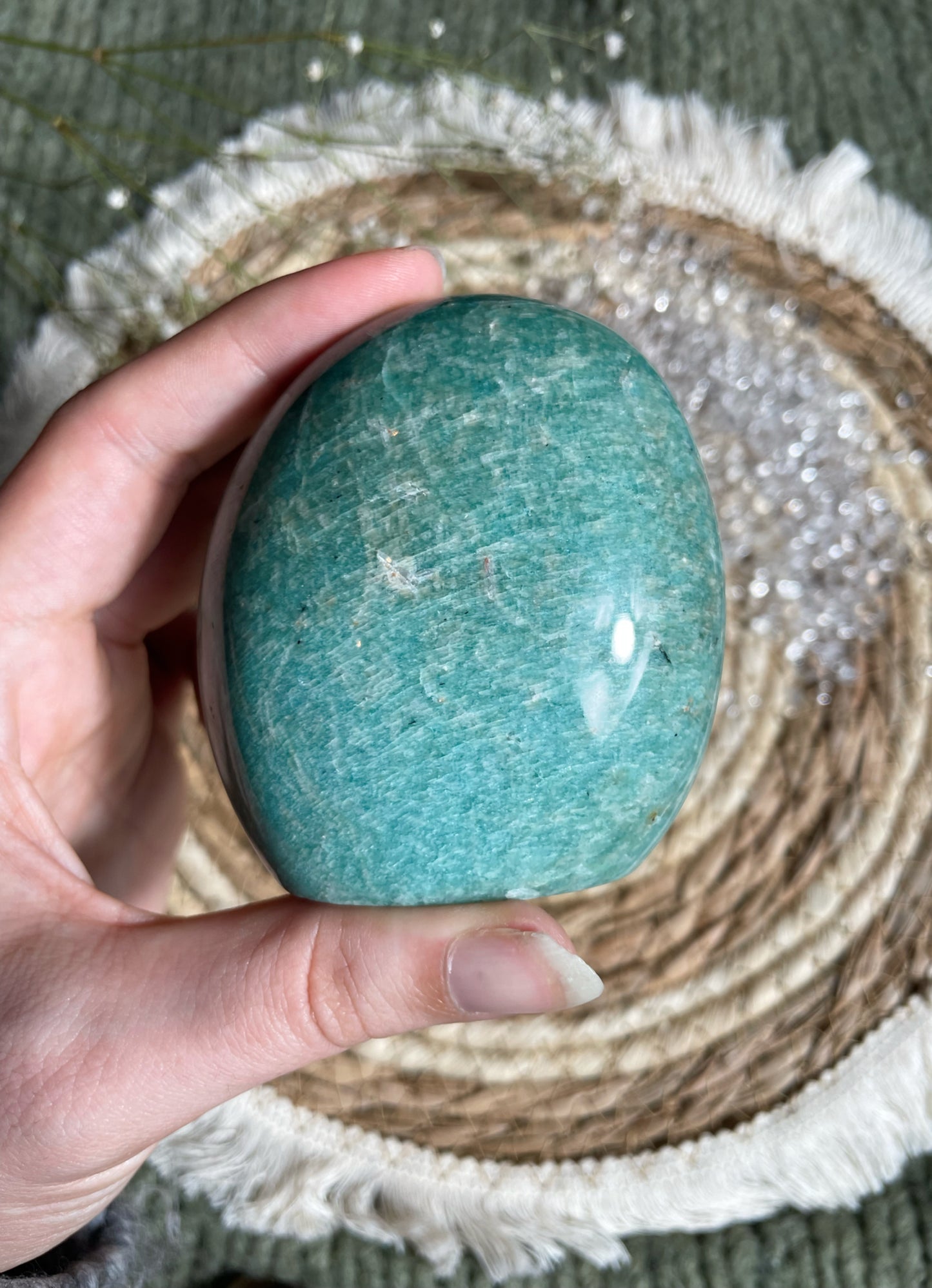 Amazonit Freiform mit Flash