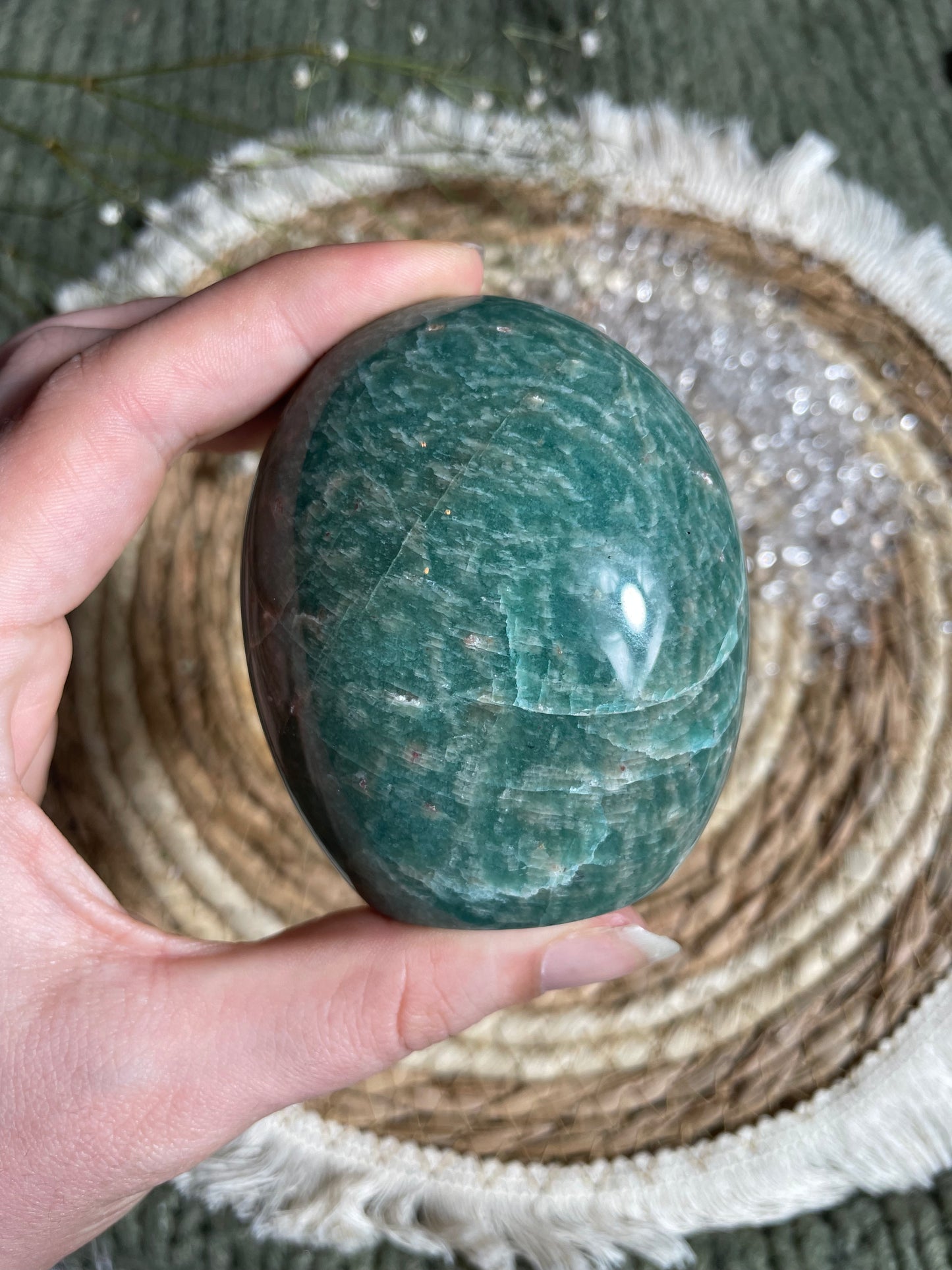 Amazonit Freiform mit starkem Flash