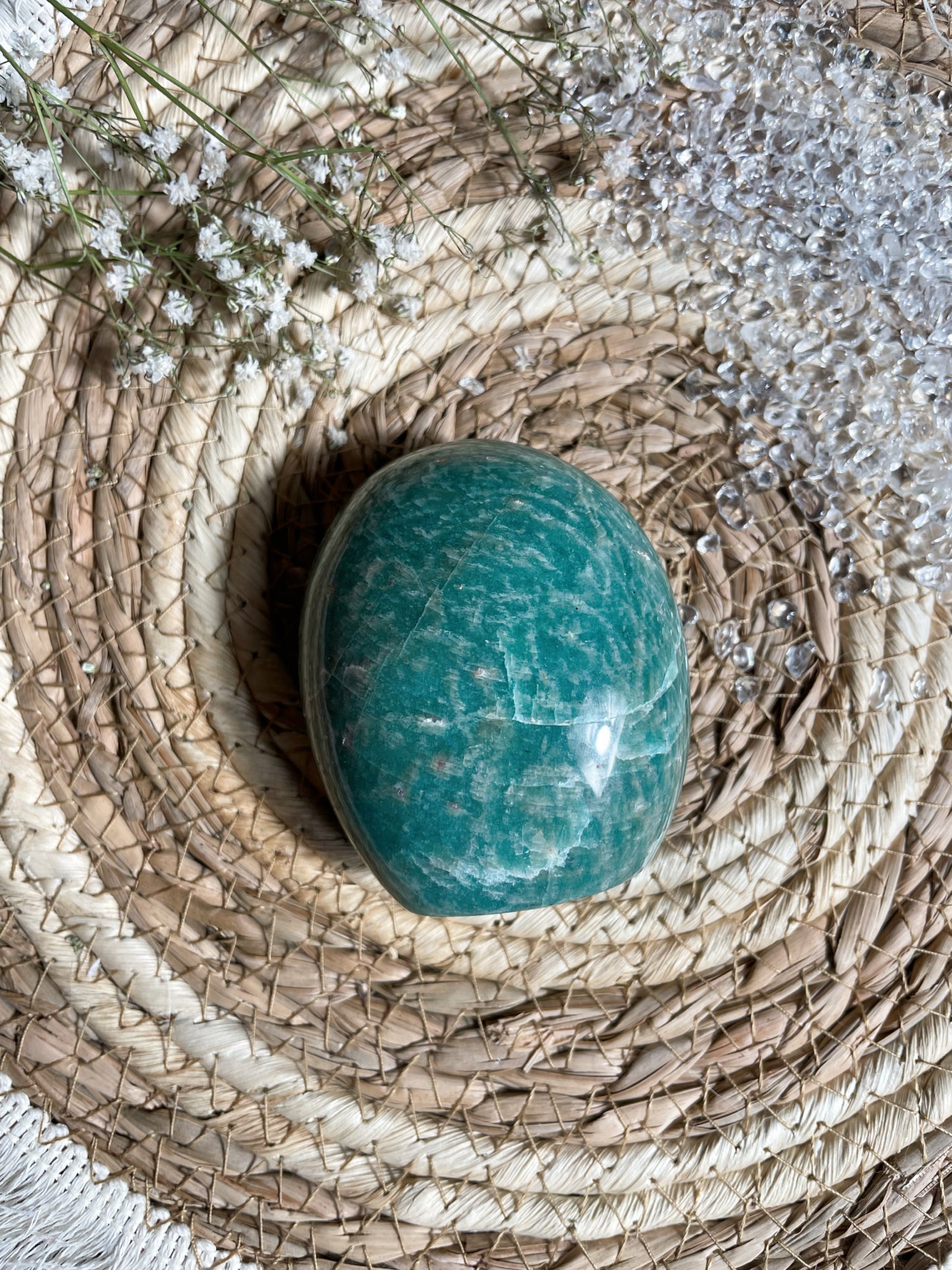 Amazonit Freiform mit starkem Flash