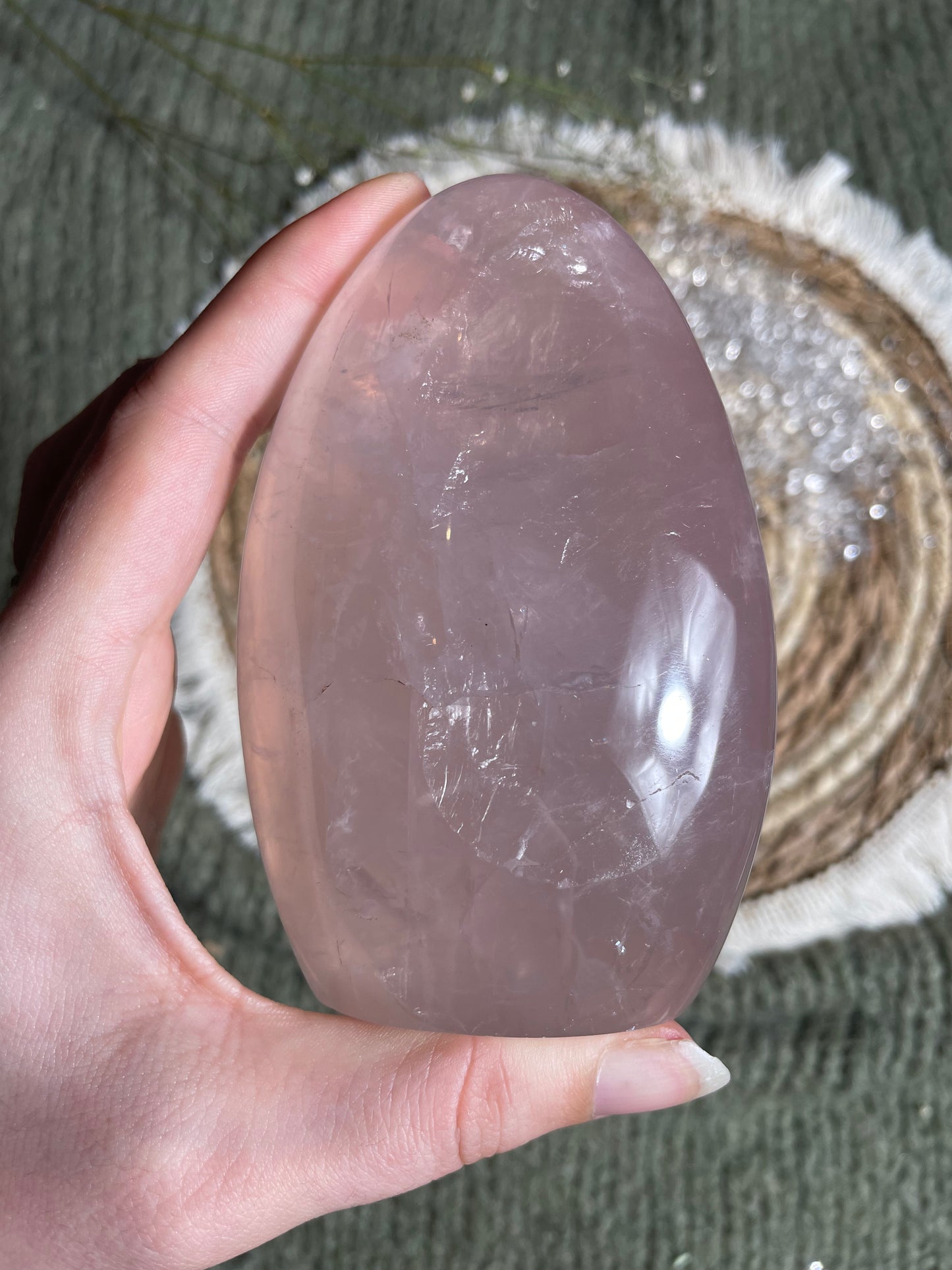 Transparente Rosenquarz Freiform mit starkem Stern Nr. 5