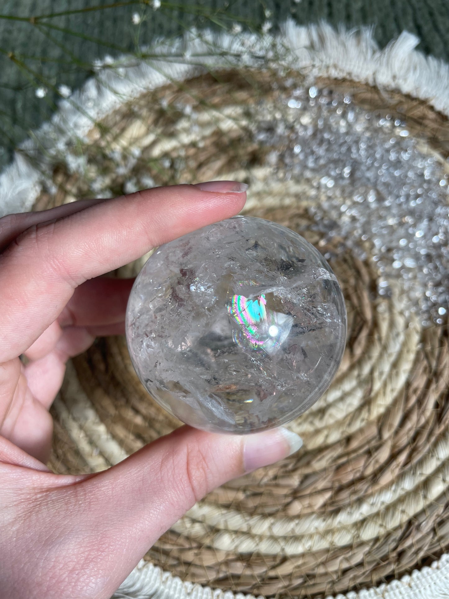 Bergkristall Kugel in Extra Qualität mit Regenbögen Nr. 3