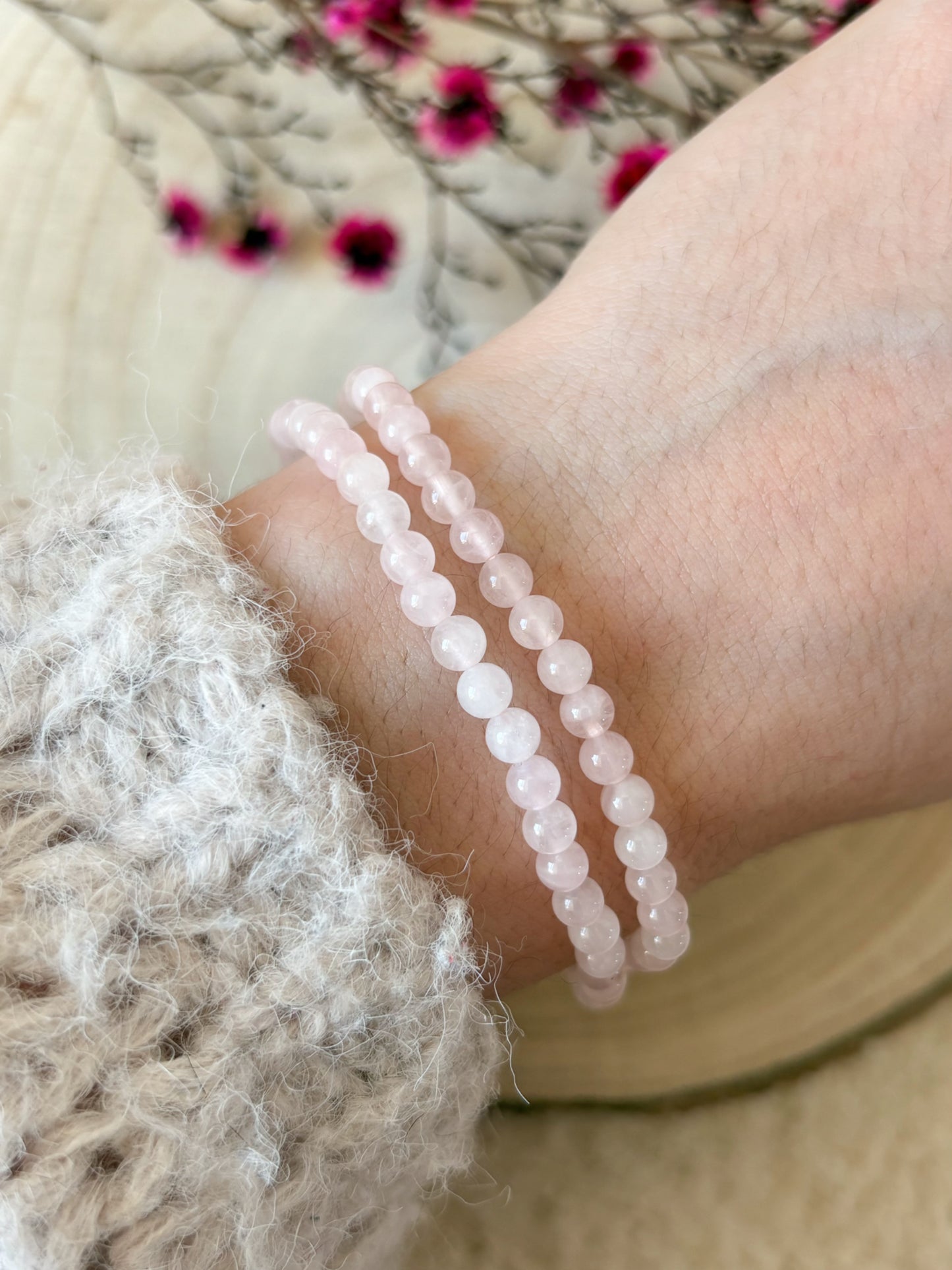 Rosenquarz Armband 4mm
