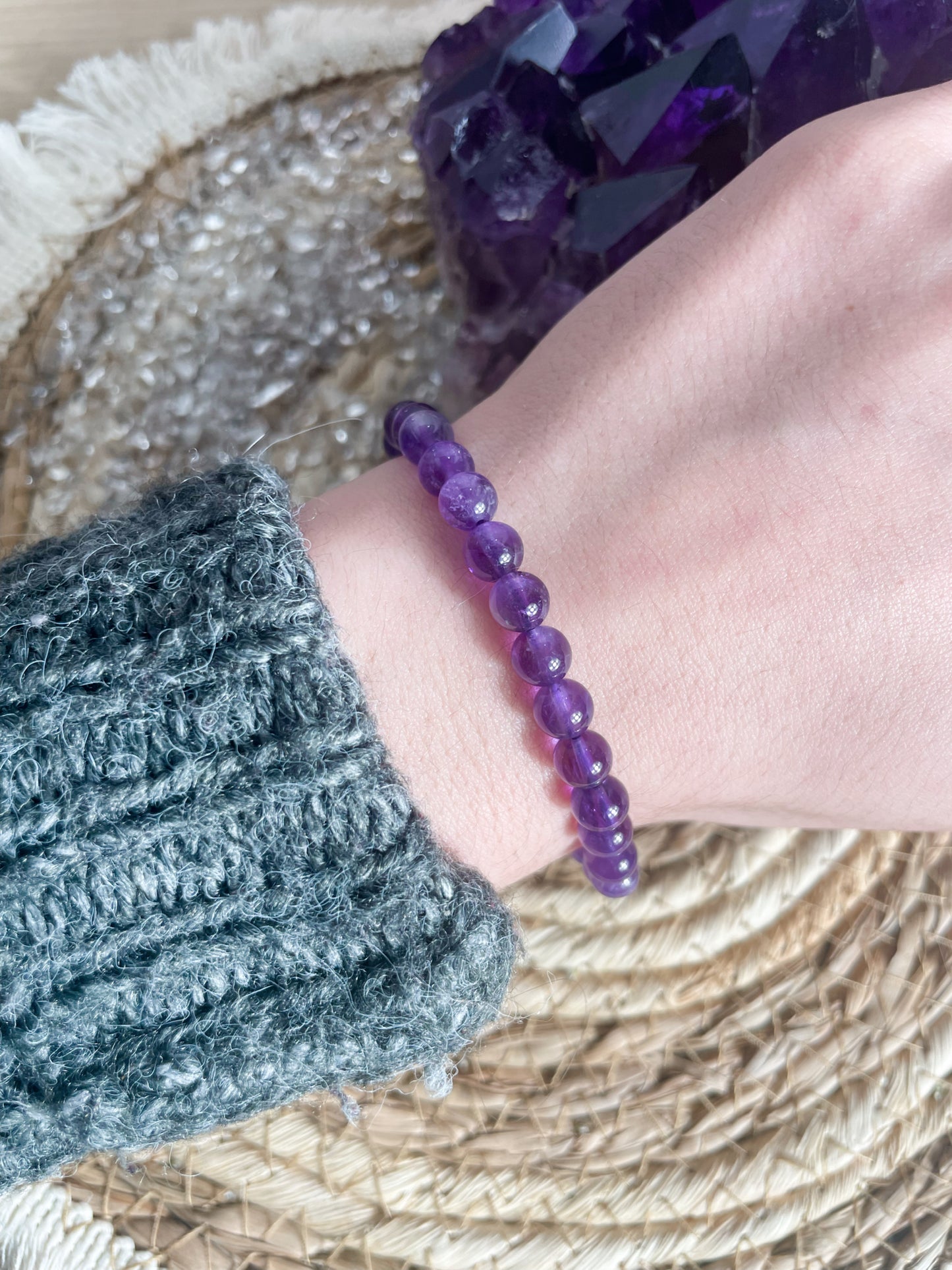 Amethyst dunkel Kugelarmband 6mm - Extra Qualität