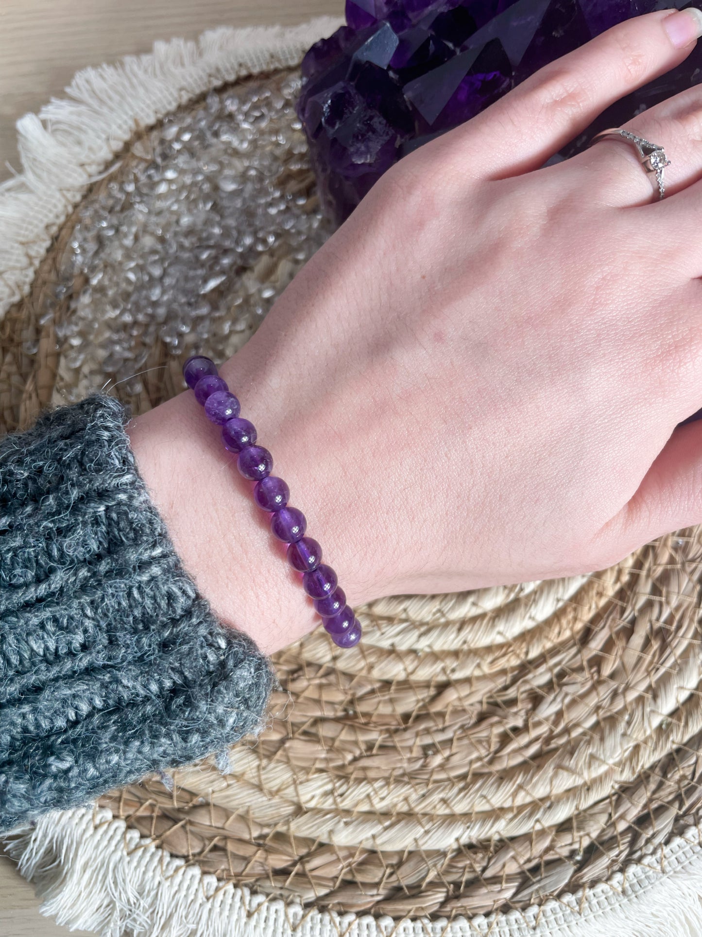 Amethyst dunkel Kugelarmband 6mm - Extra Qualität