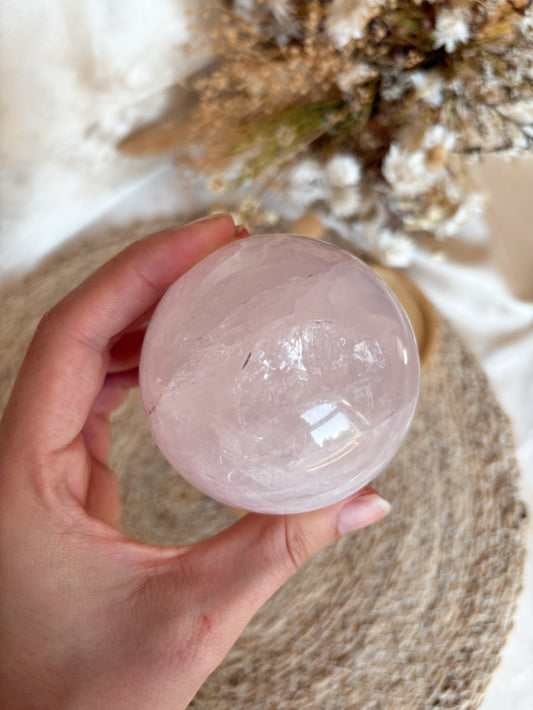 Transparente Rosenquarz Kugel mit Stern R50