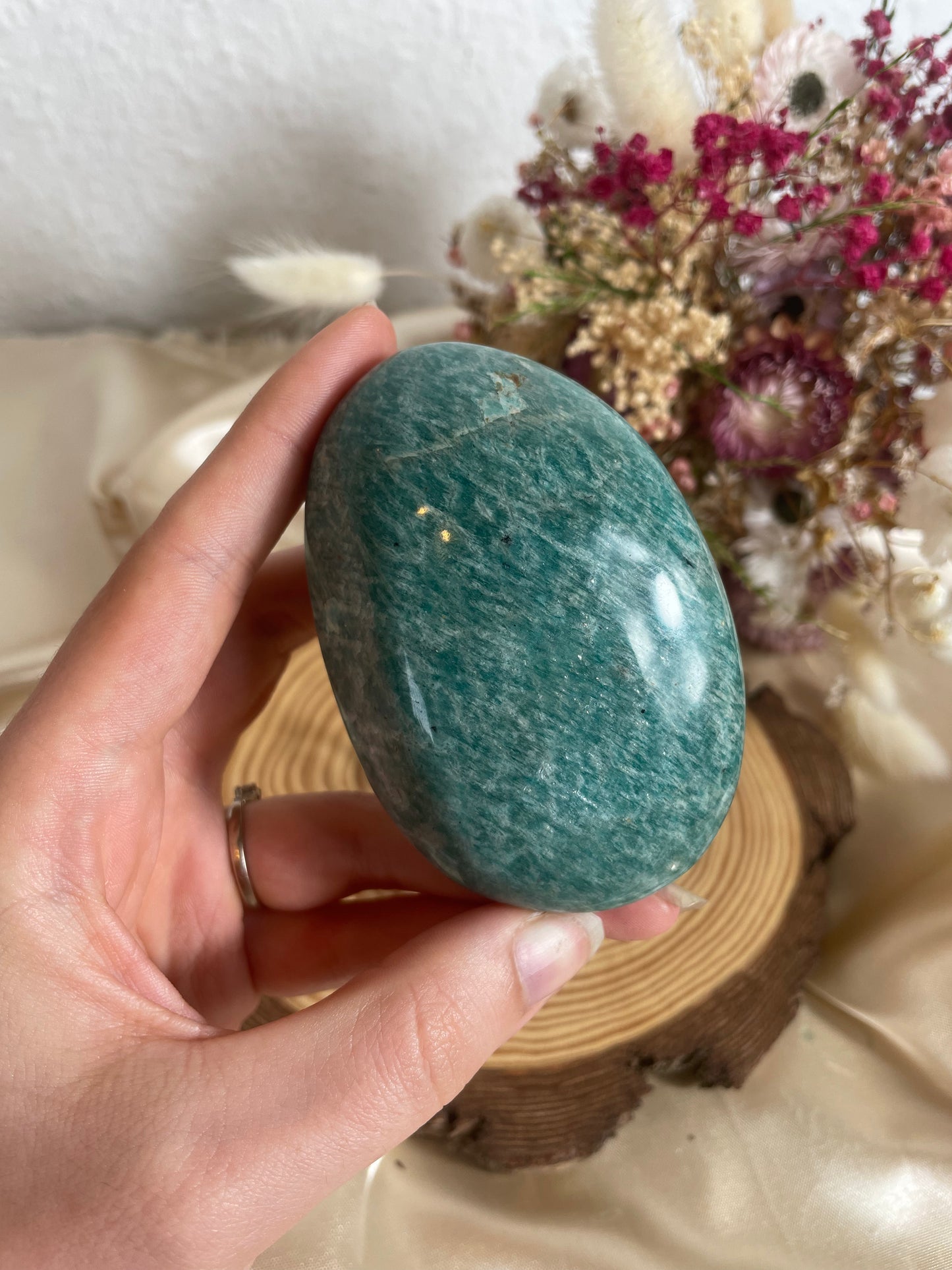 Amazonit Handstein mit Flash