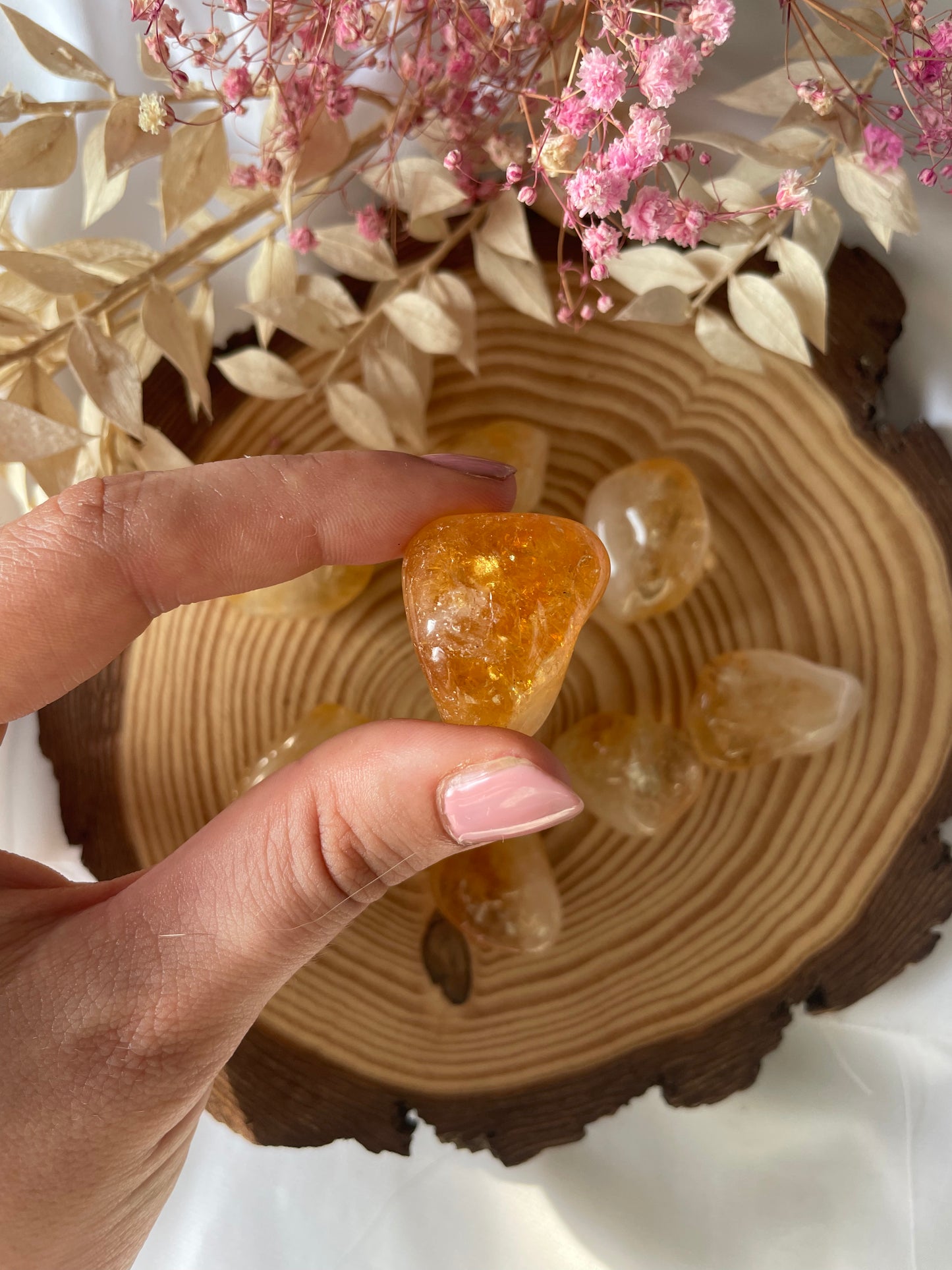 Citrin gebrannt Trommelsteine