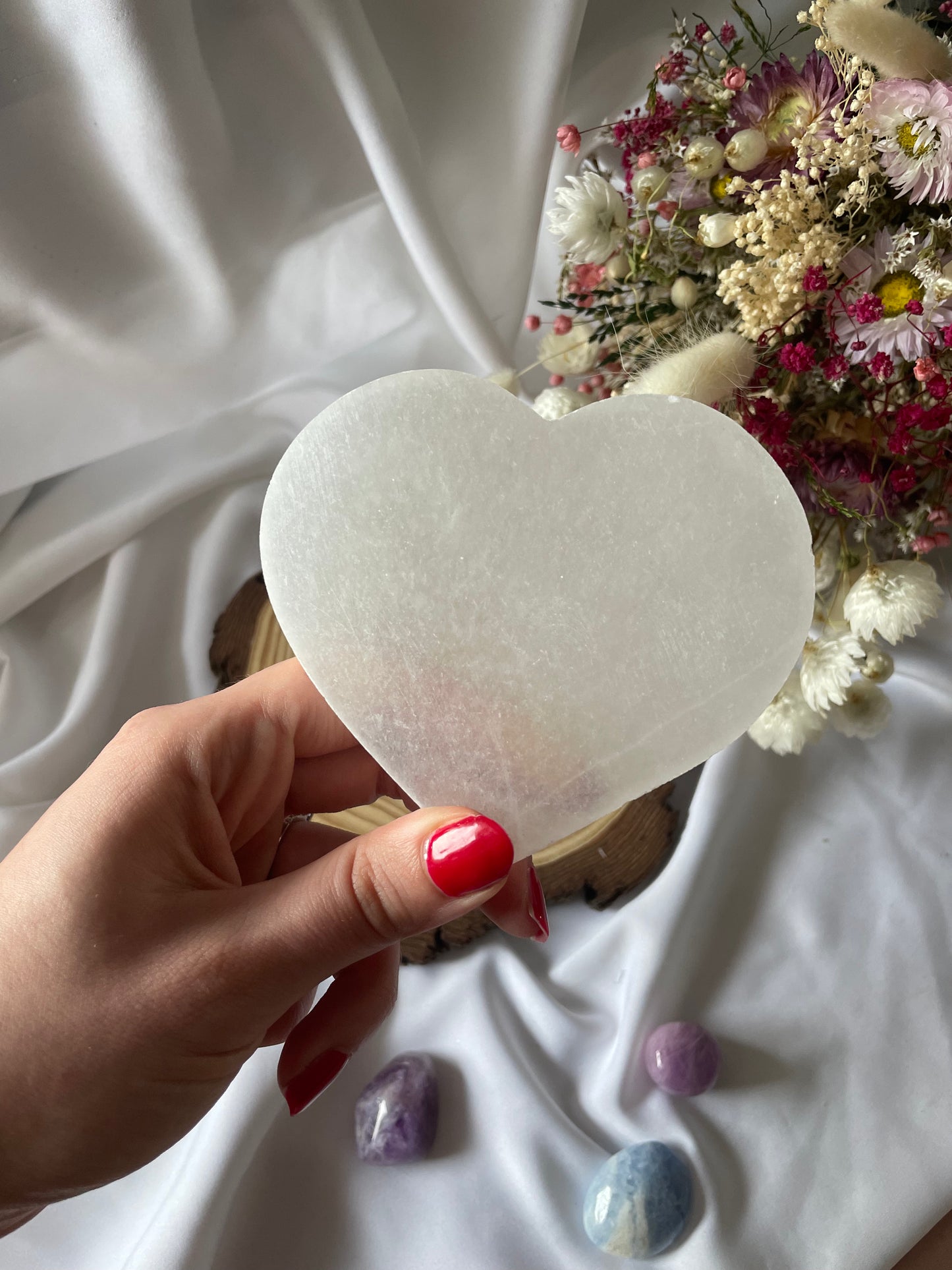 Selenit Ladeplatte Herz