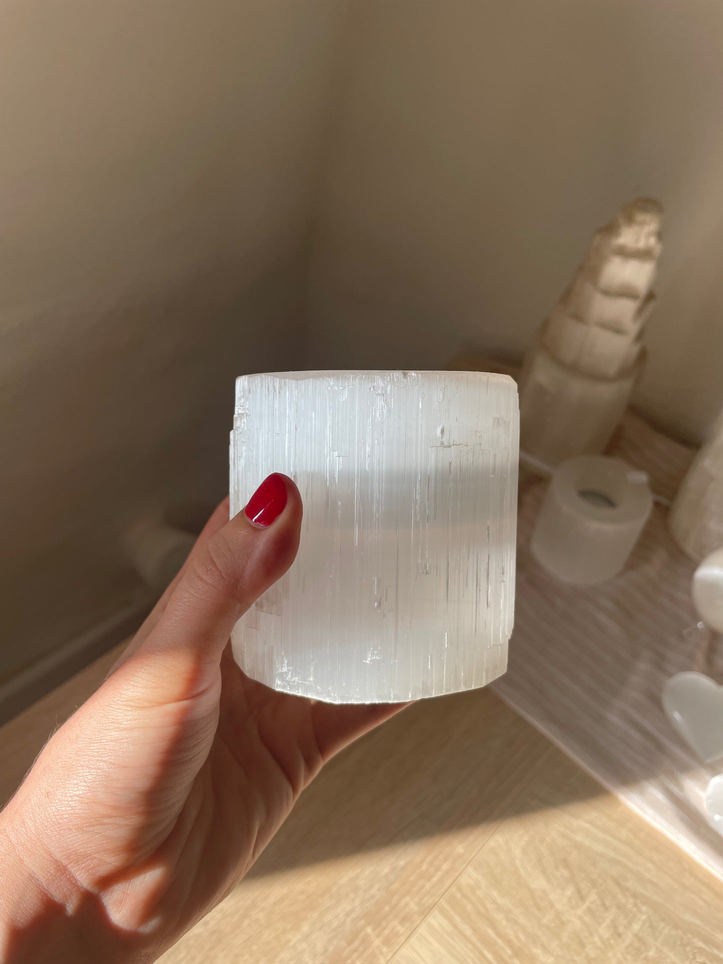 Selenit Teelicht rund