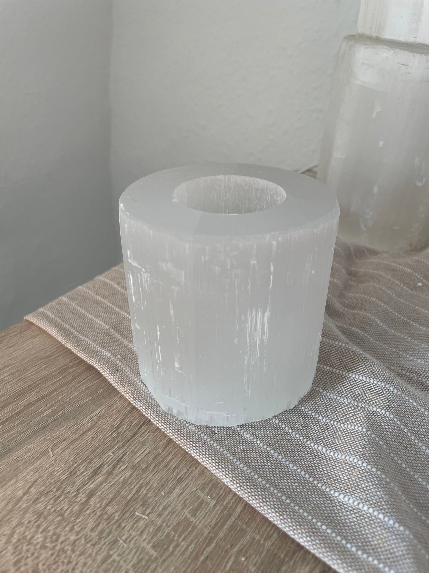 Selenit Teelicht rund