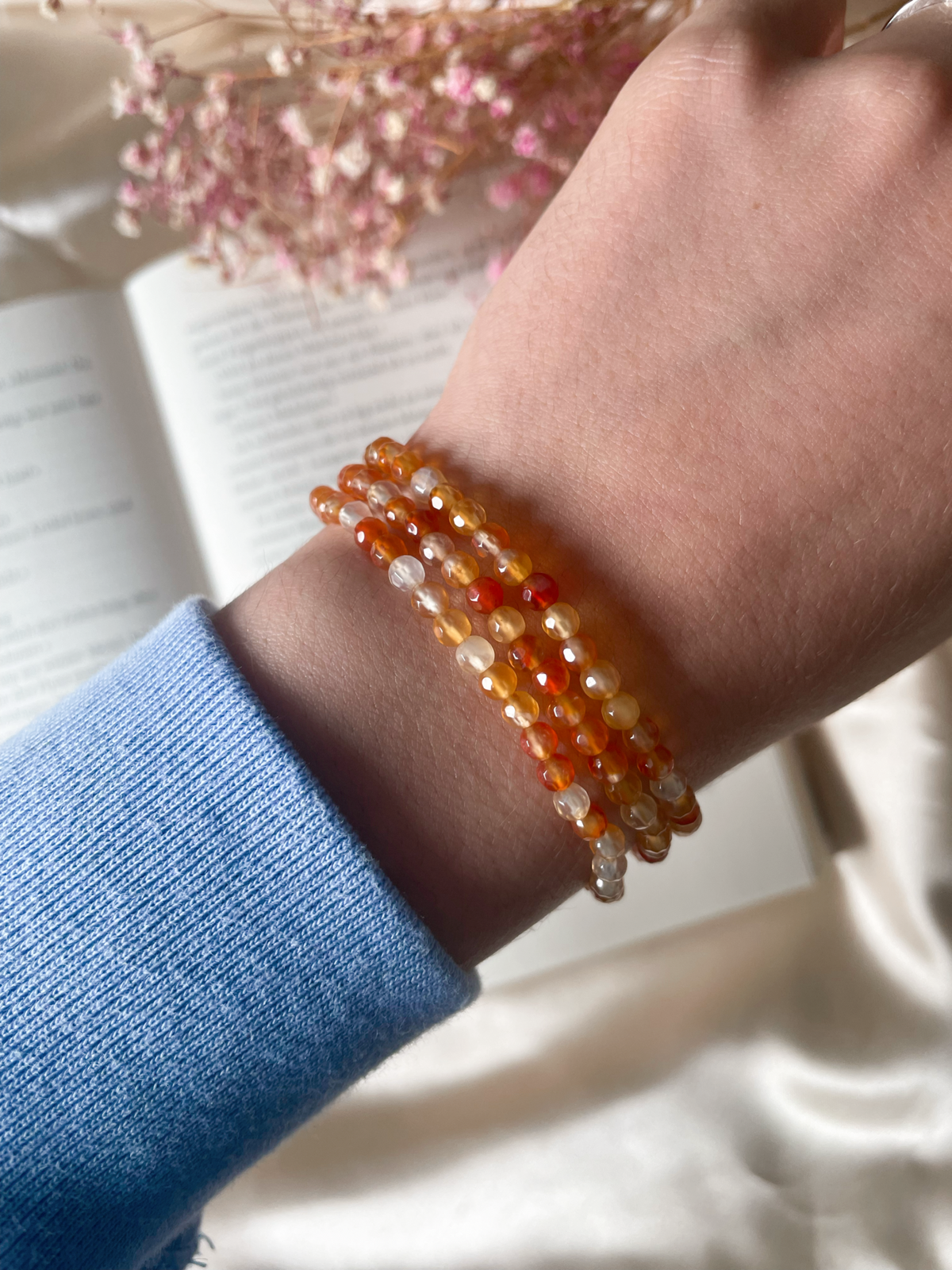 Karneol Kugelarmband 4mm, facettiert