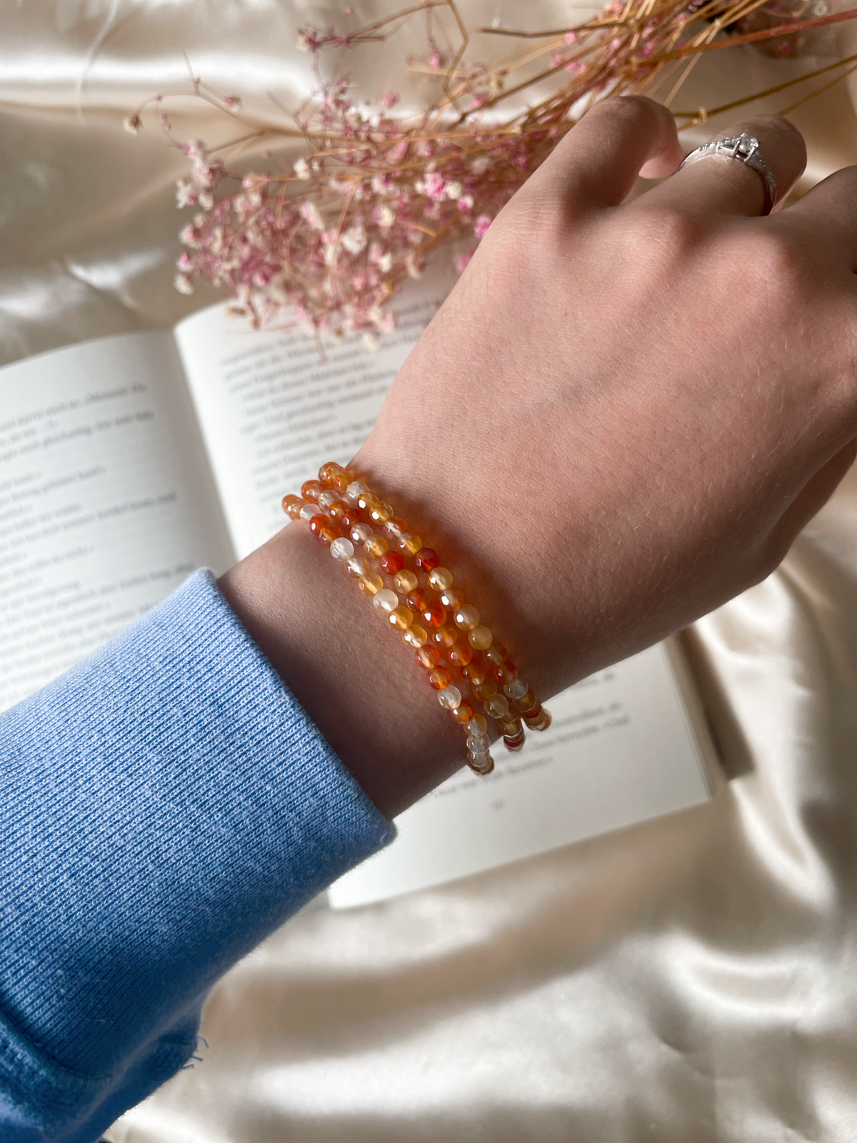 Karneol Kugelarmband 4mm, facettiert